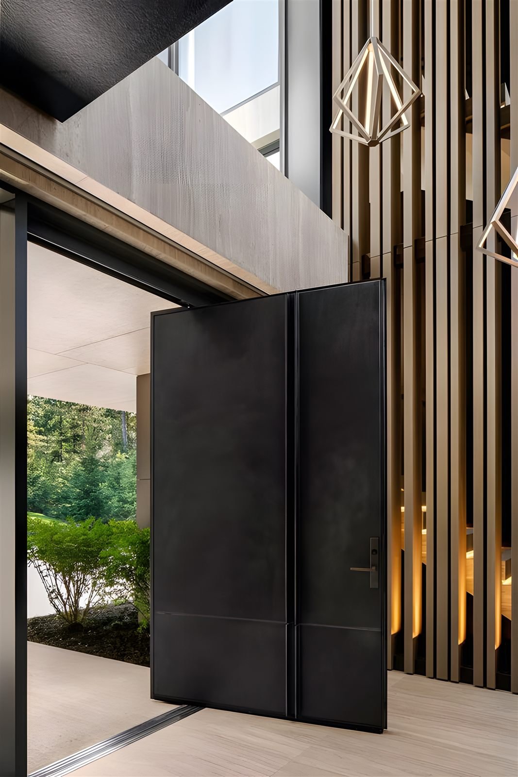 AsvntDoor black aluminum pivot entrance door