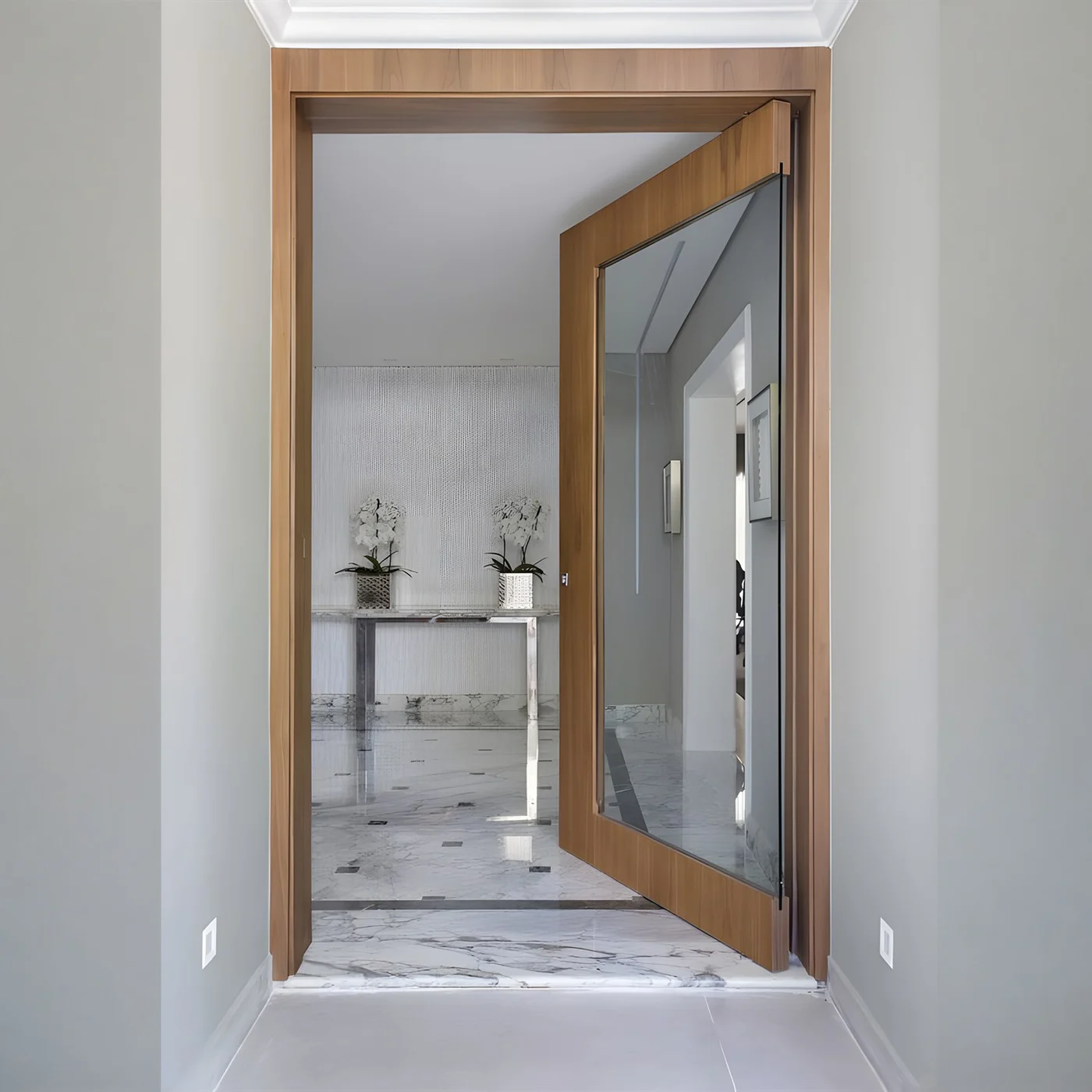 Glazed pivot door design reference 0008 from the AsvntDoor design library