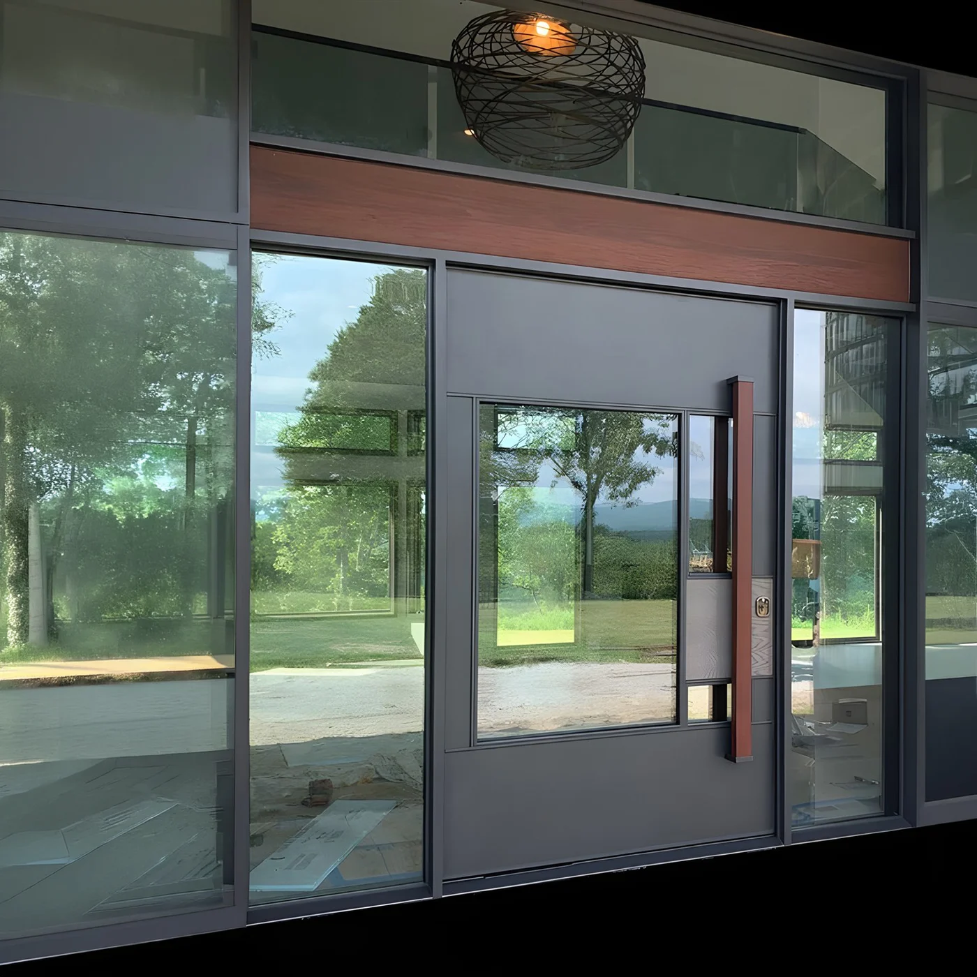 Glazed pivot door design reference 0035 from the AsvntDoor design library