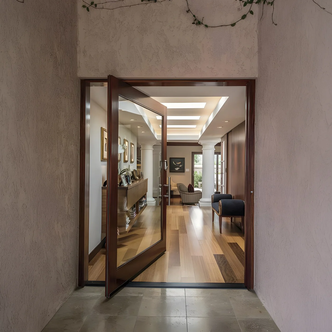 Glazed pivot door design reference 0036 from the AsvntDoor design library