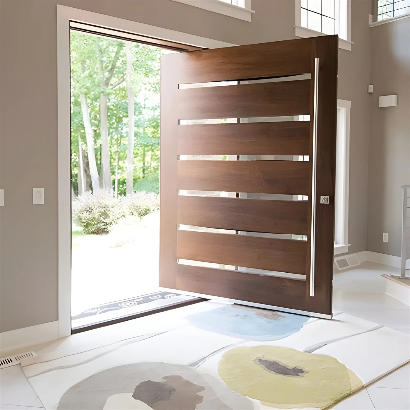 Glazed pivot door design reference 0038 from the AsvntDoor design library