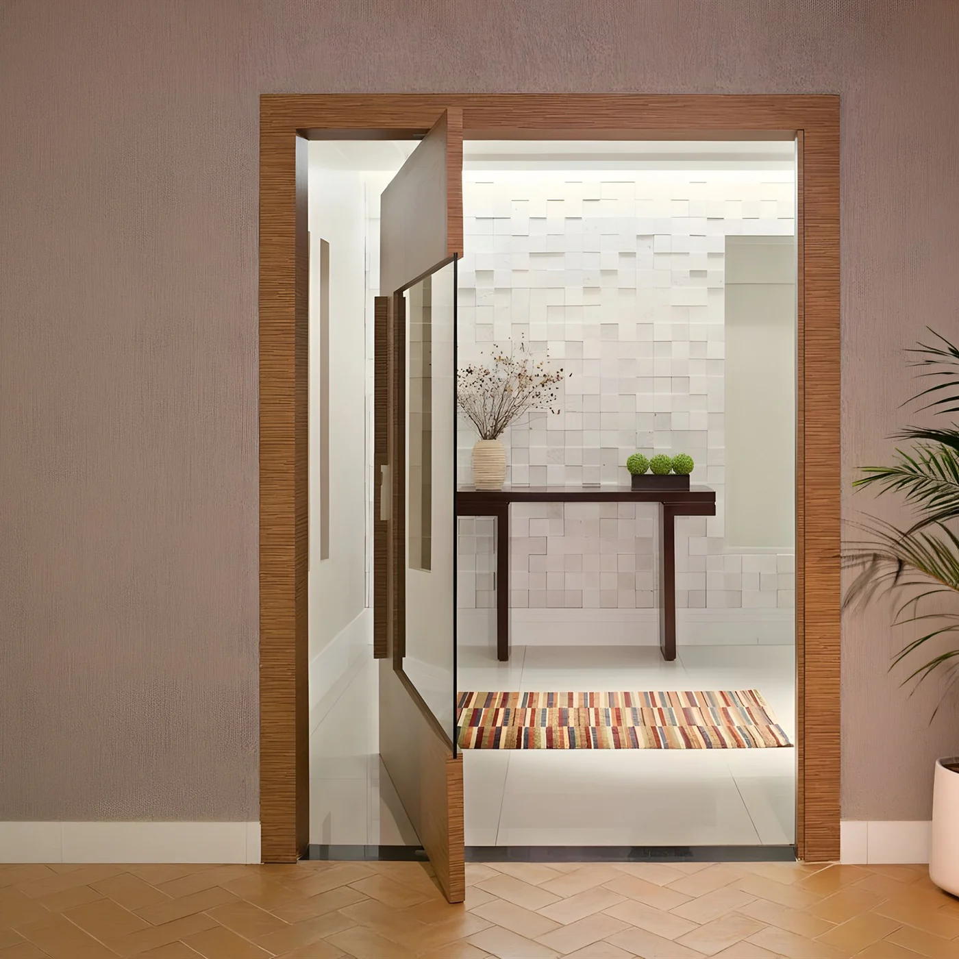 Glazed pivot door design reference 0039 from the AsvntDoor design library