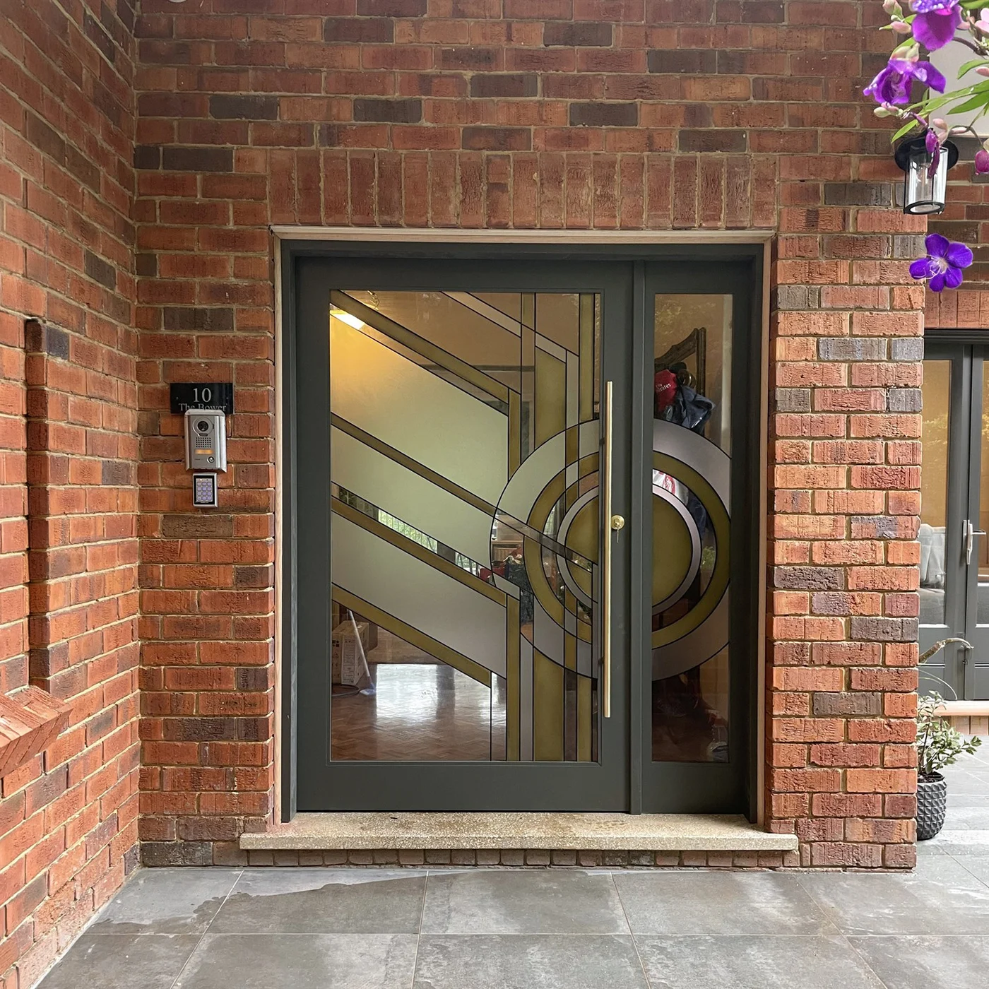 Glazed pivot door design reference 0145 from the AsvntDoor design library