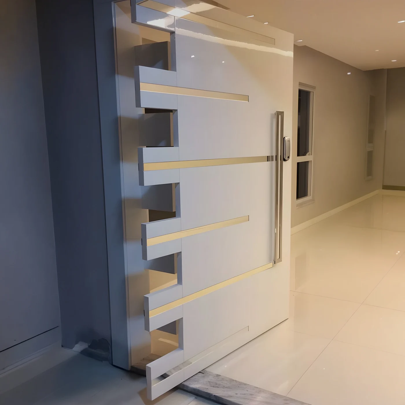 Mixed-finish pivot door design reference 0031 from the AsvntDoor design library