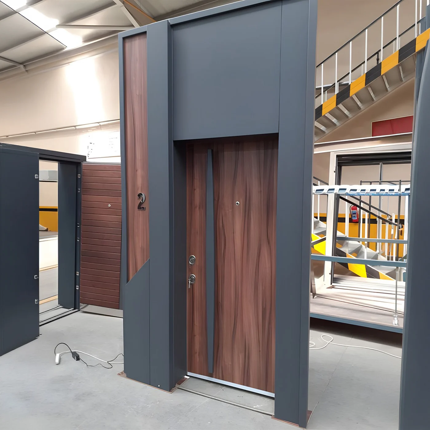 Mixed-finish pivot door design reference 0037 from the AsvntDoor design library