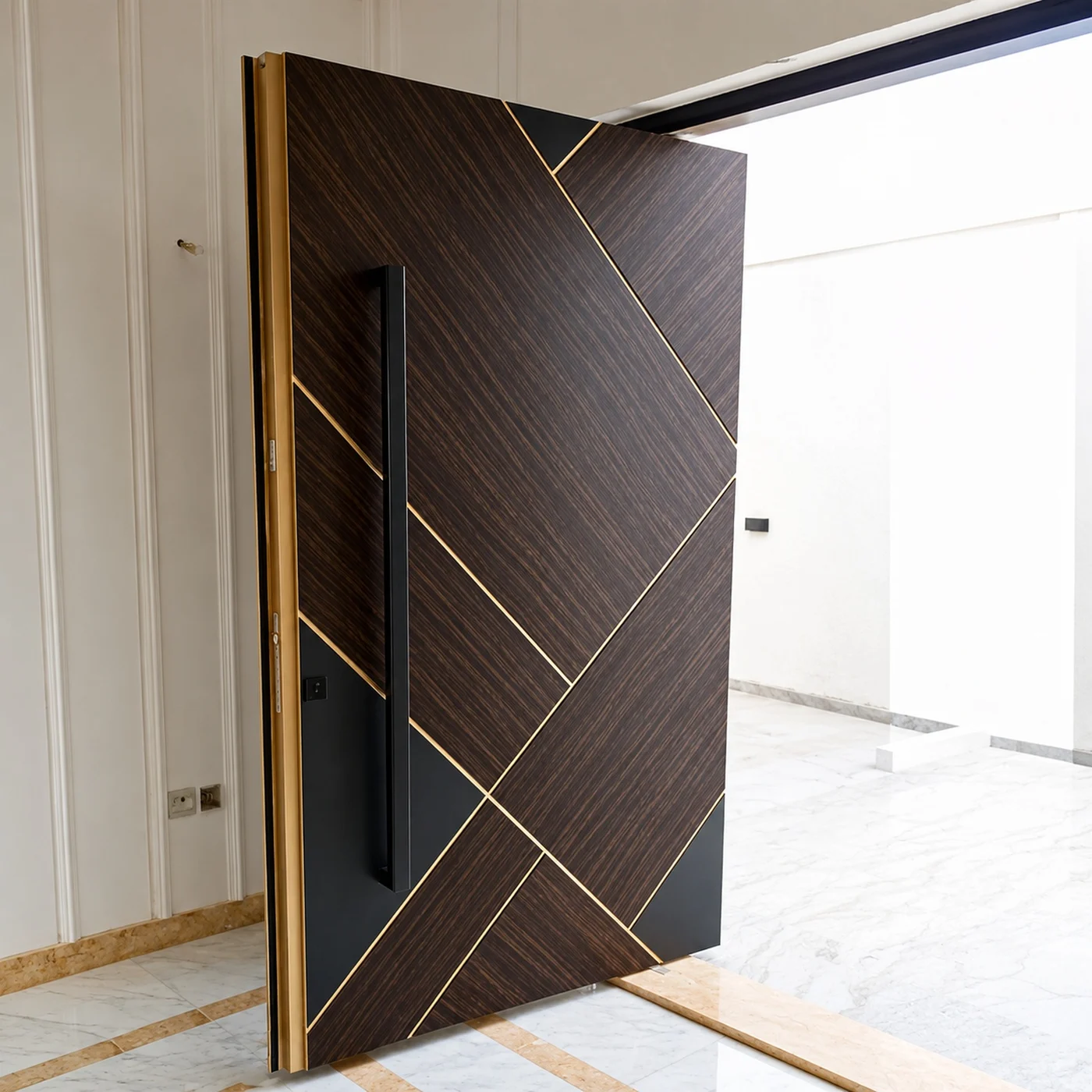 Mixed-finish pivot door design reference 0093 from the AsvntDoor design library