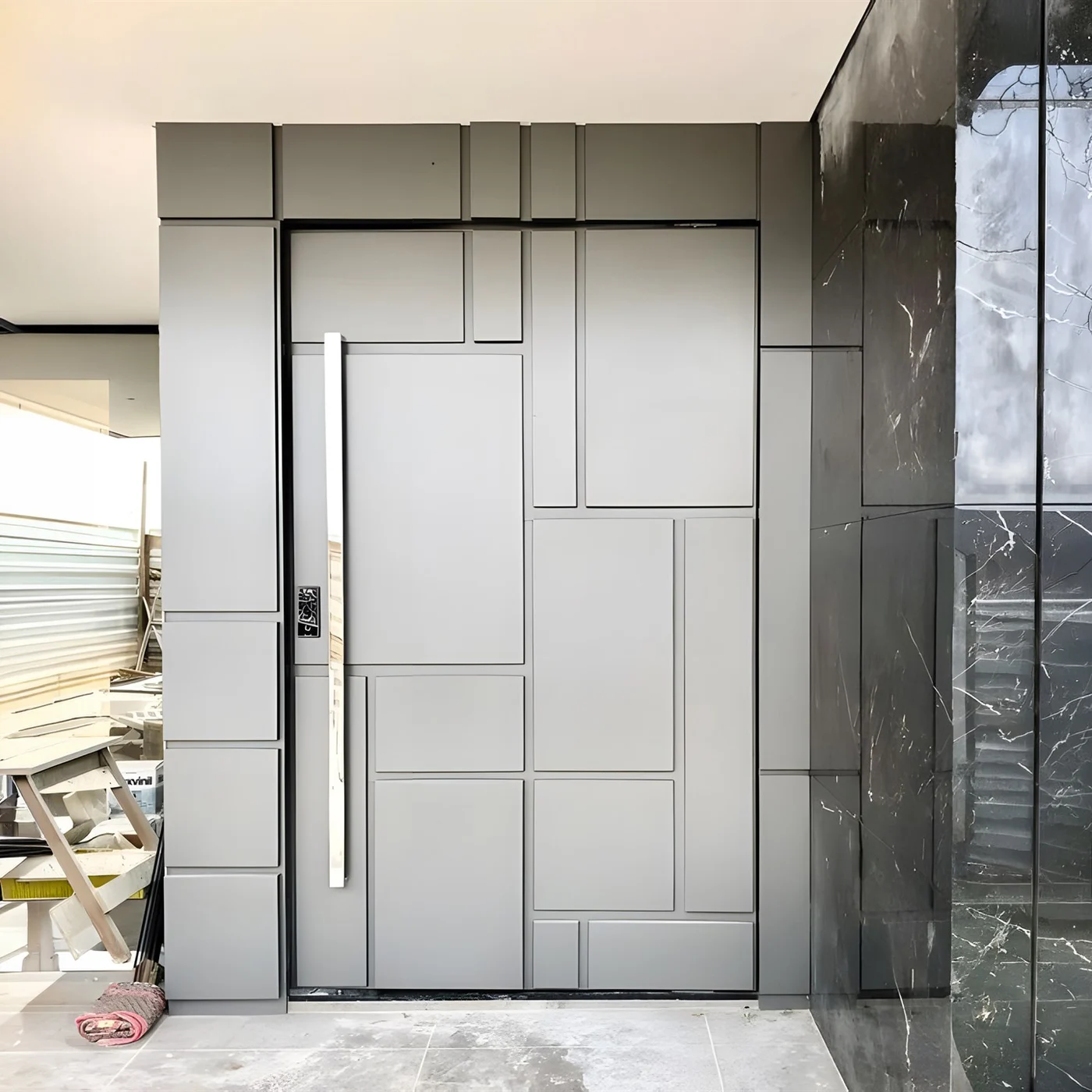 Solid-colour pivot door design reference 0019 from the AsvntDoor design library