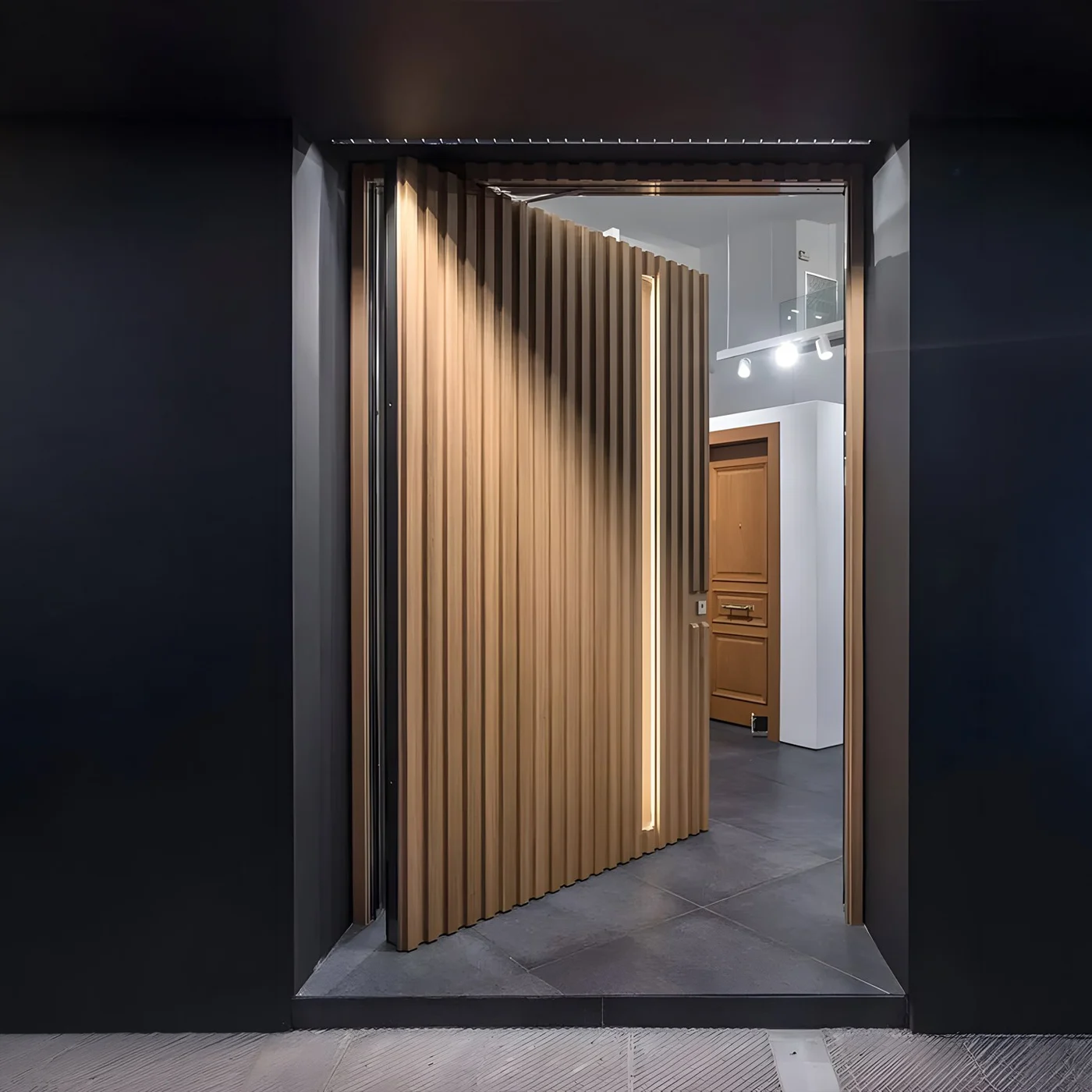 Wood-grain pivot door design reference 0012 from the AsvntDoor design library