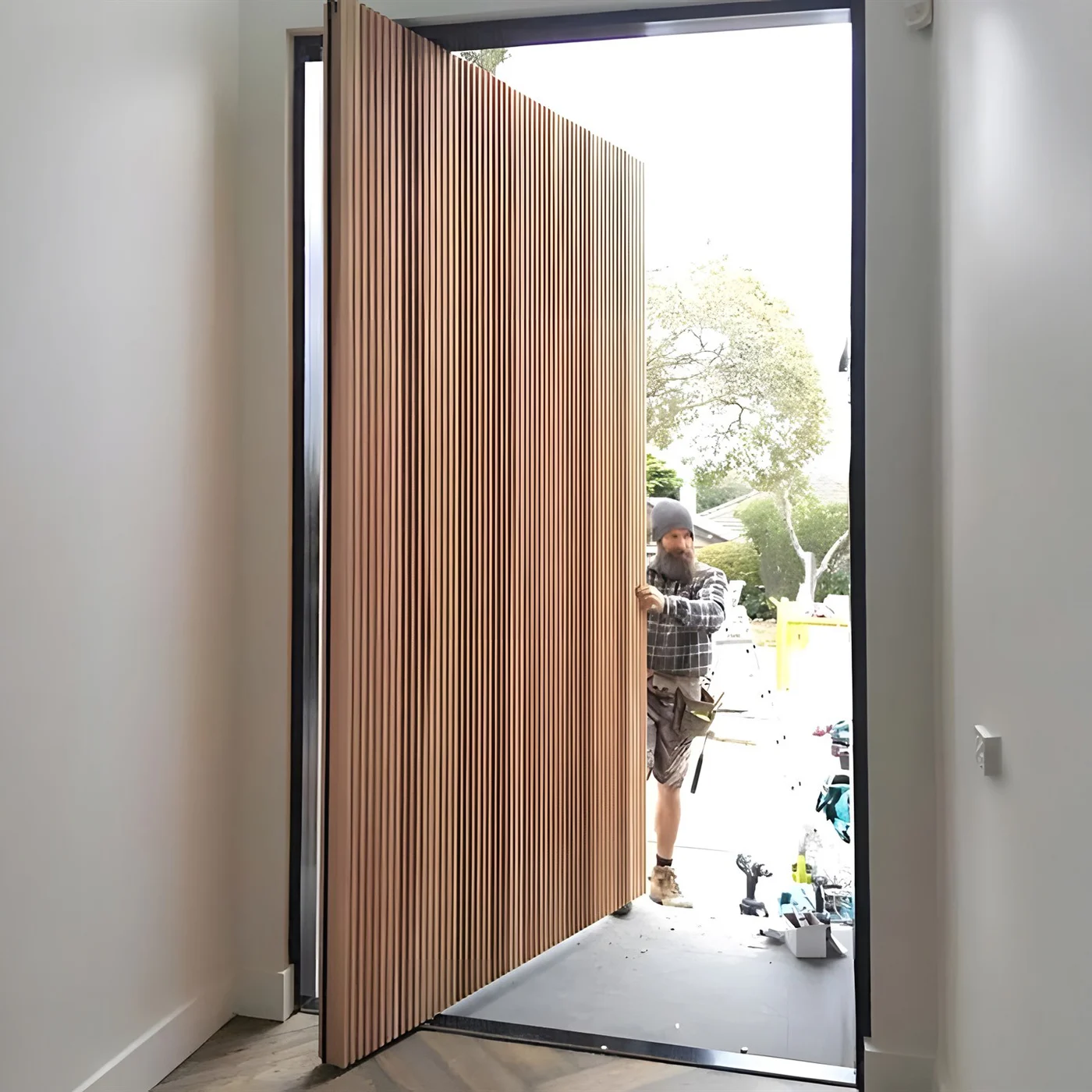 Wood-grain pivot door design reference 0013 from the AsvntDoor design library