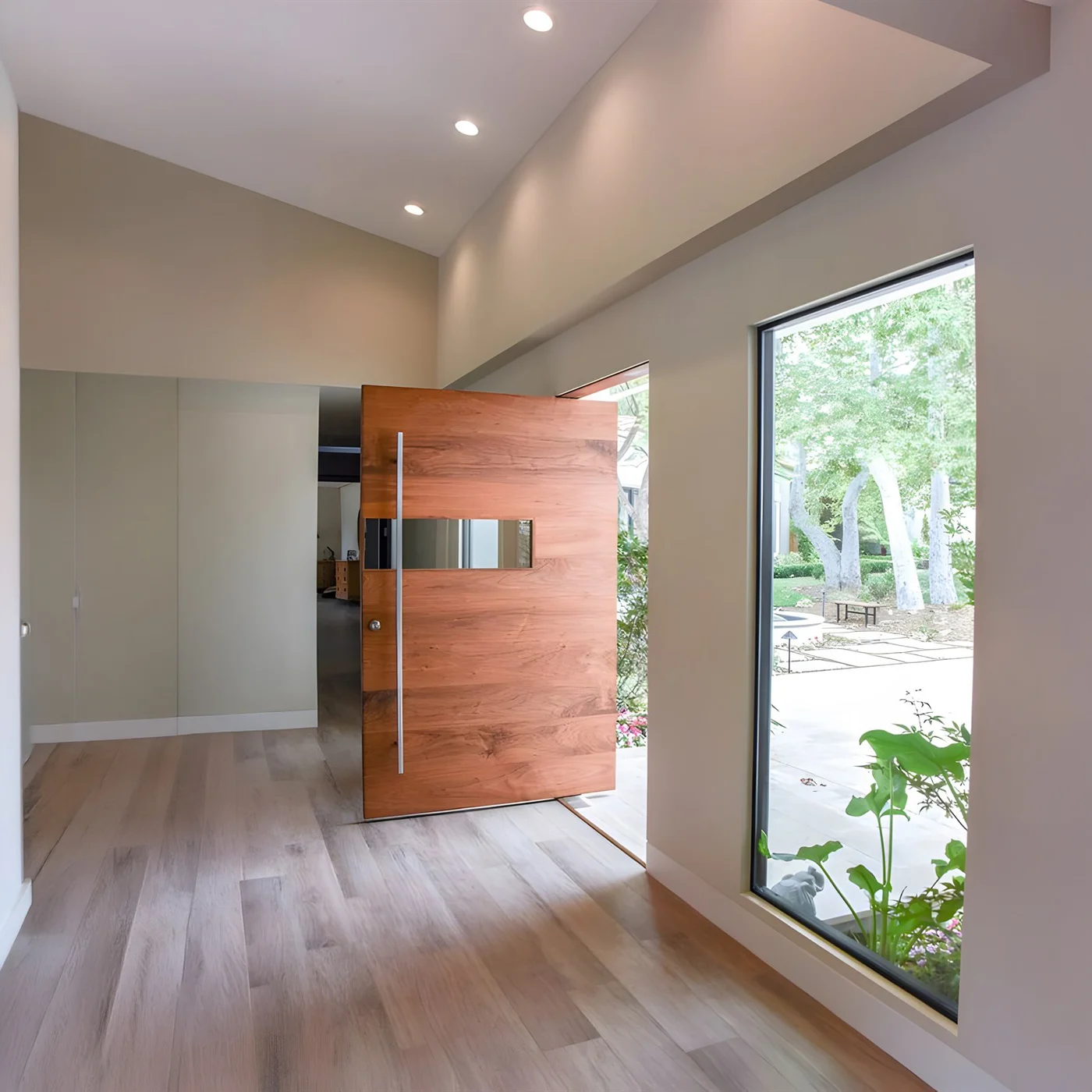 Wood-grain pivot door design reference 0018 from the AsvntDoor design library