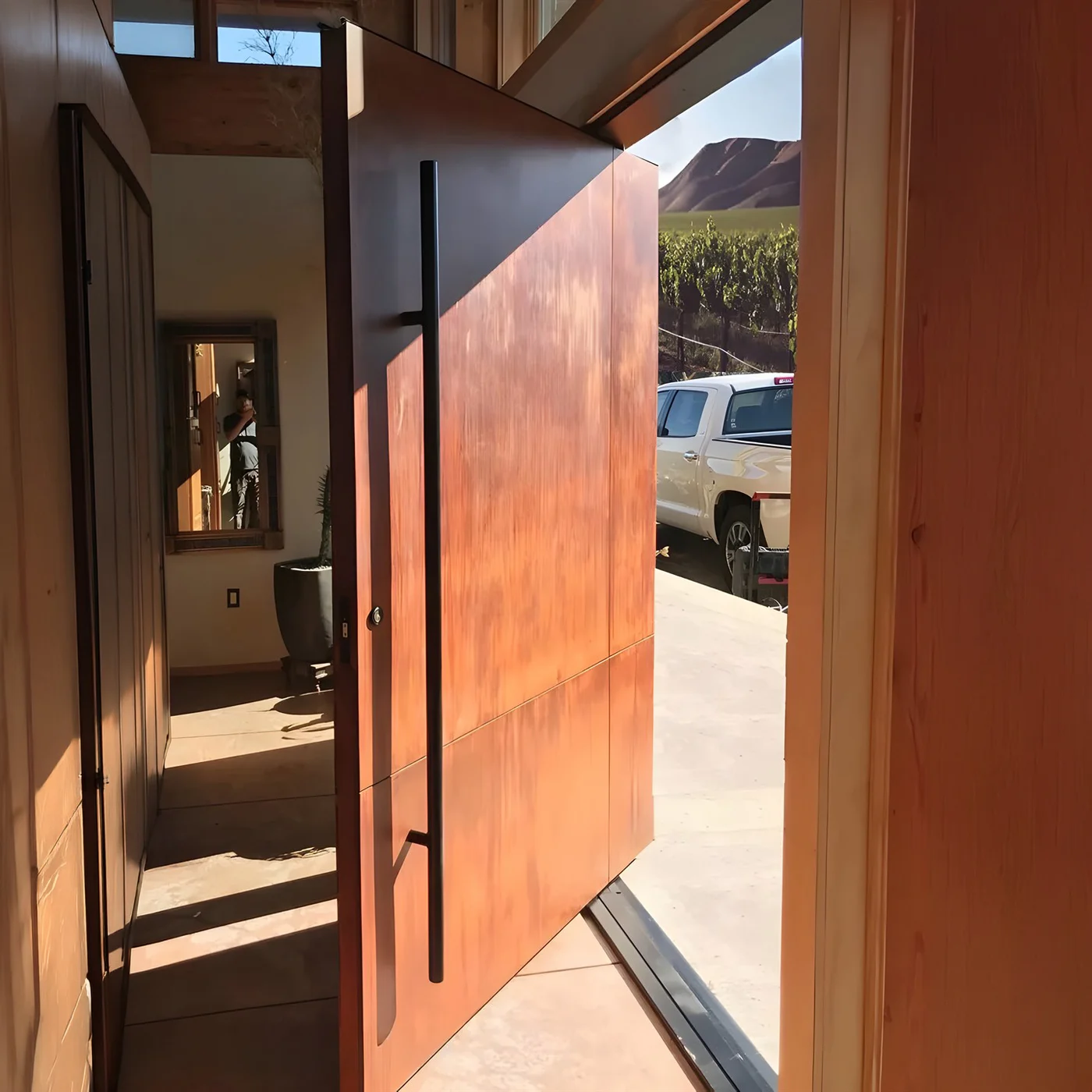 Wood-grain pivot door design reference 0022 from the AsvntDoor design library