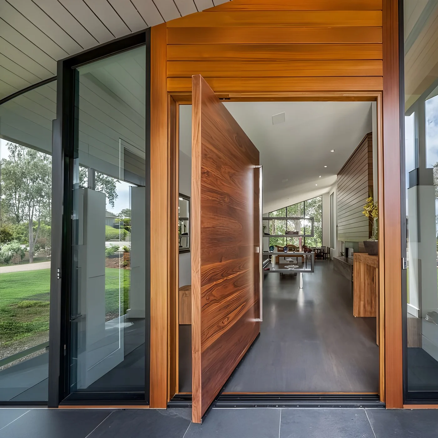 Wood-grain pivot door design reference 0025 from the AsvntDoor design library