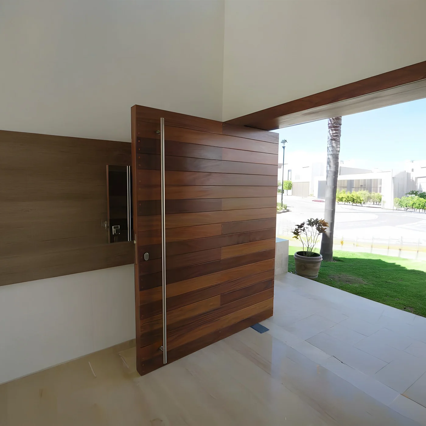 Wood-grain pivot door design reference 0028 from the AsvntDoor design library