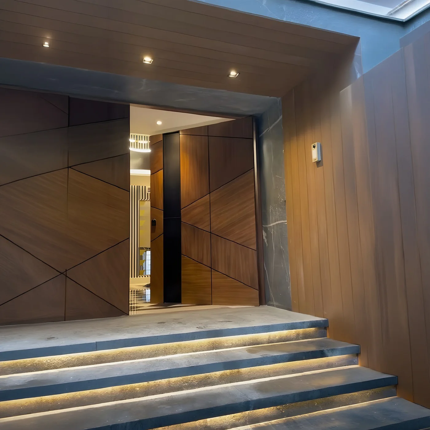 Wood-grain pivot door design reference 0030 from the AsvntDoor design library