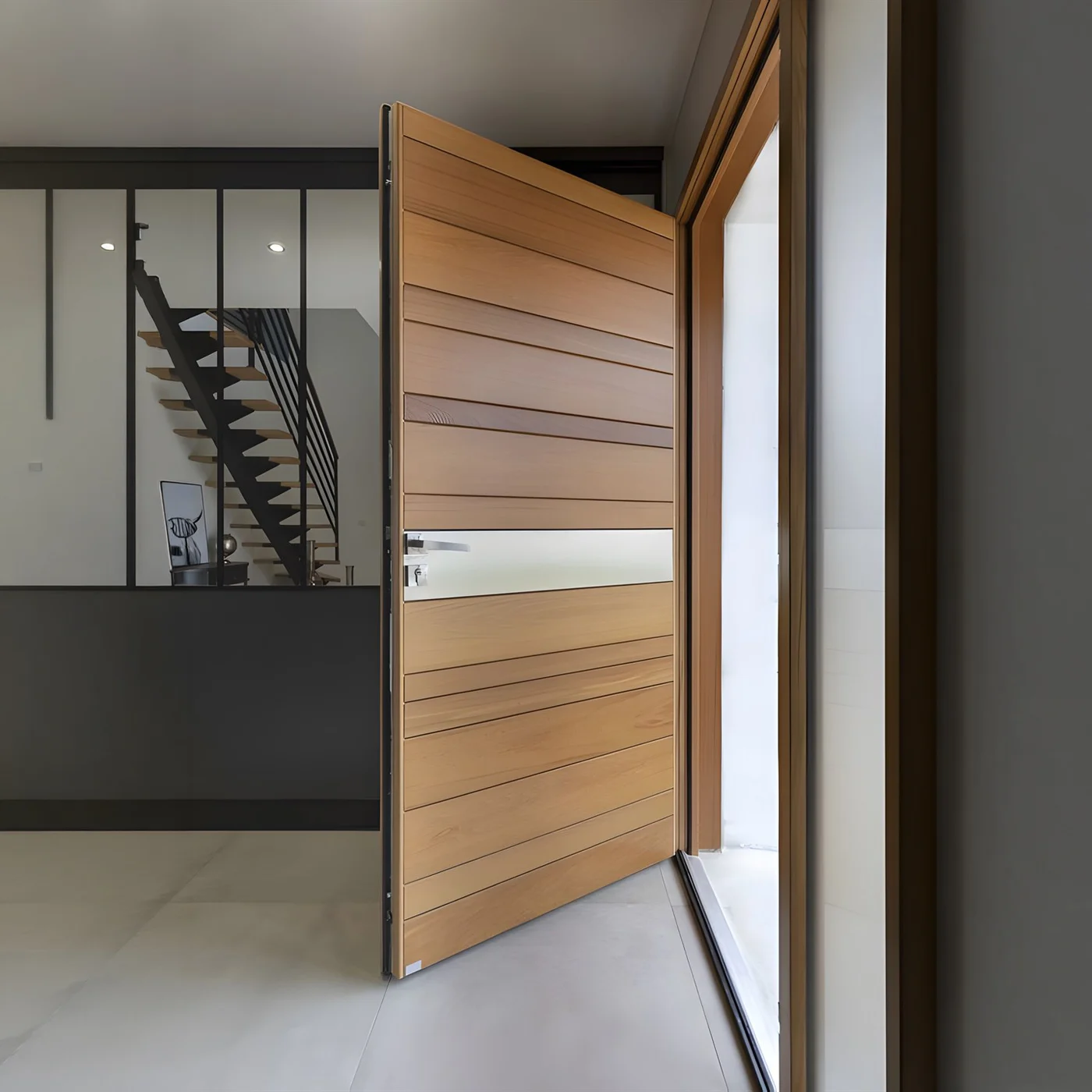 Wood-grain pivot door design reference 0034 from the AsvntDoor design library