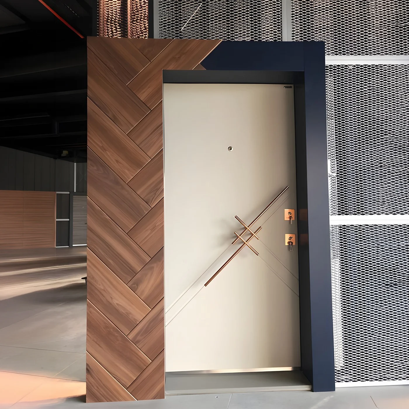 Wood-grain pivot door design reference 0041 from the AsvntDoor design library