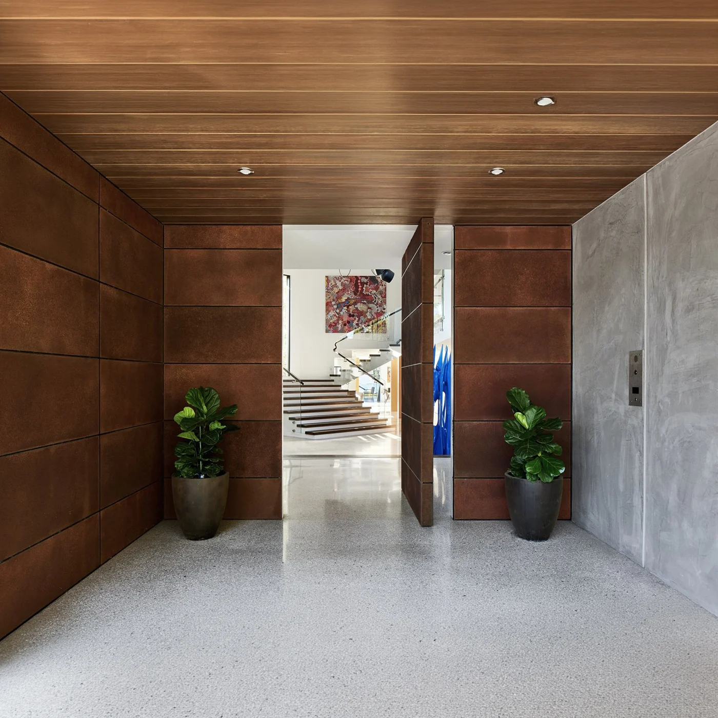 Wood-grain pivot door design reference 0055 from the AsvntDoor design library