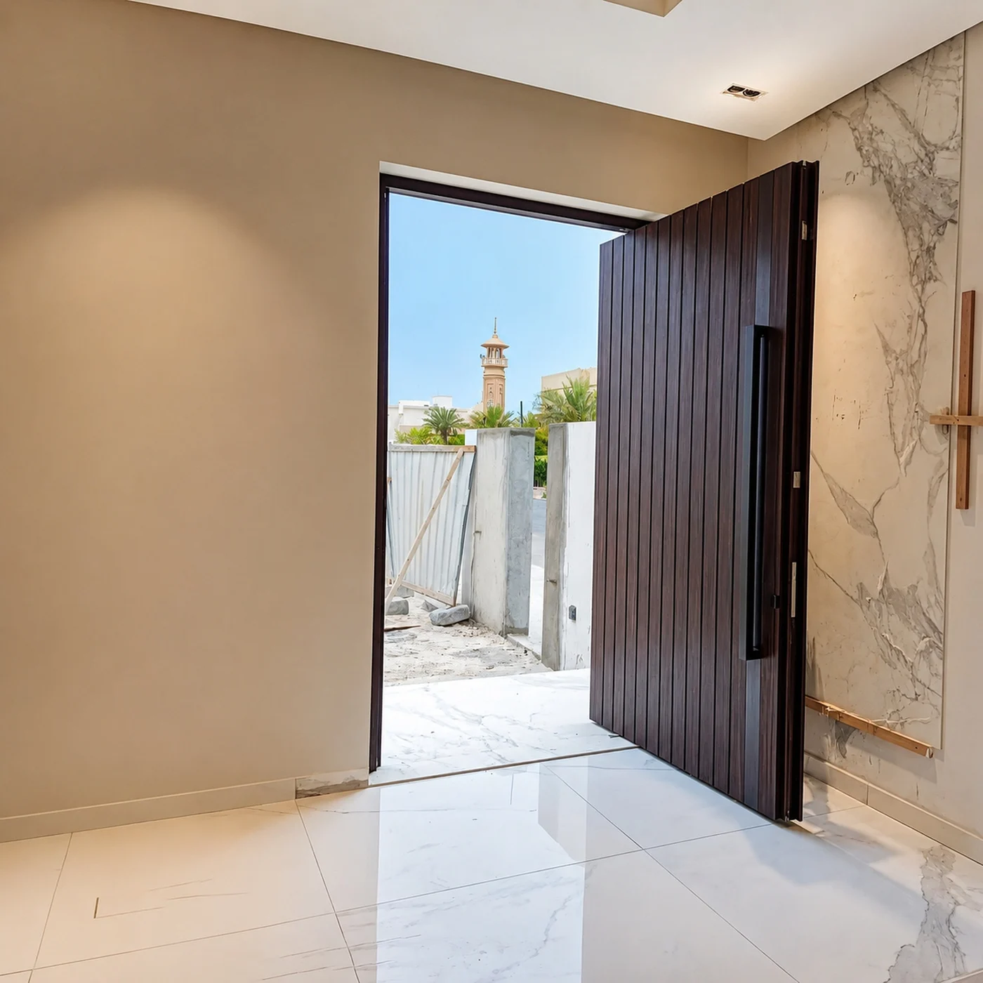 Wood-grain pivot door design reference 0074 from the AsvntDoor design library