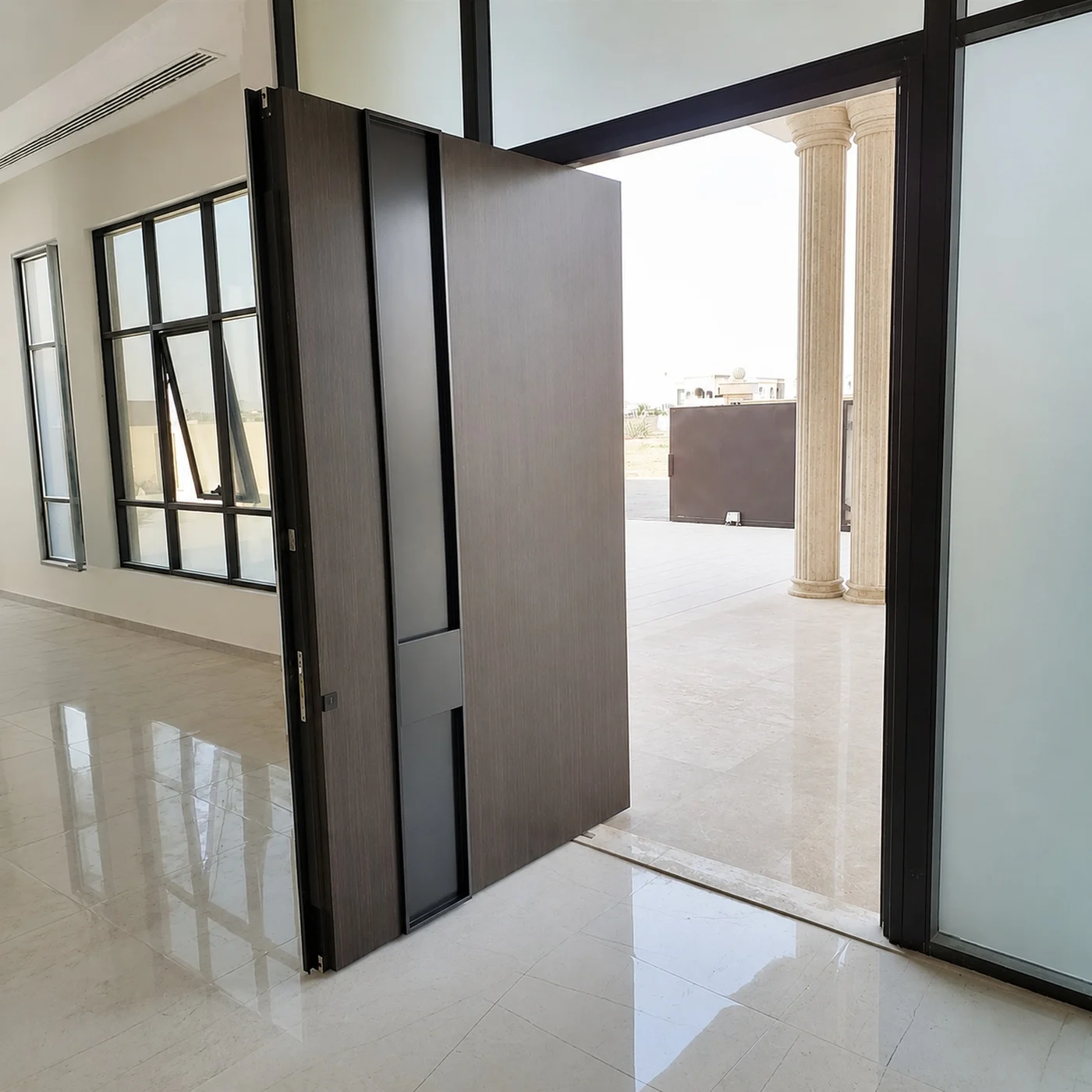 Wood-grain pivot door design reference 0079 from the AsvntDoor design library