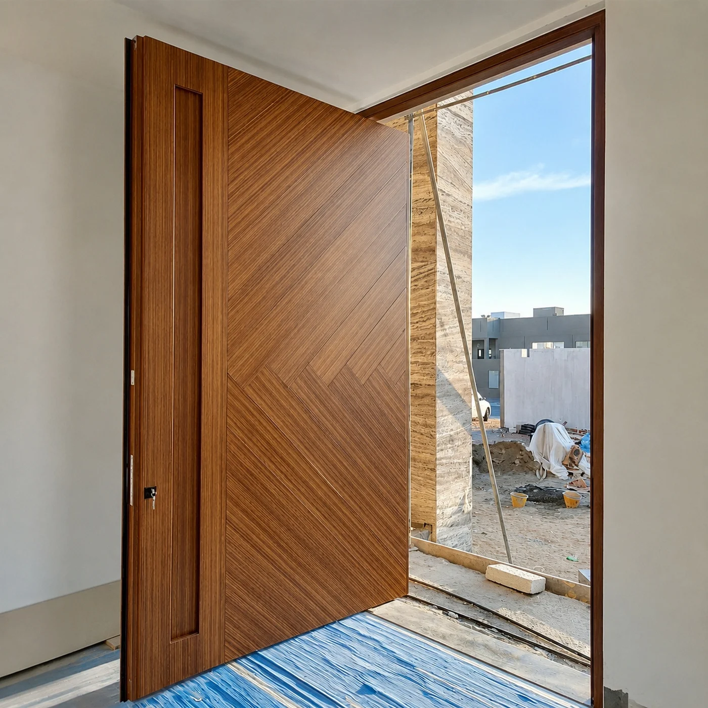 Wood-grain pivot door design reference 0090 from the AsvntDoor design library