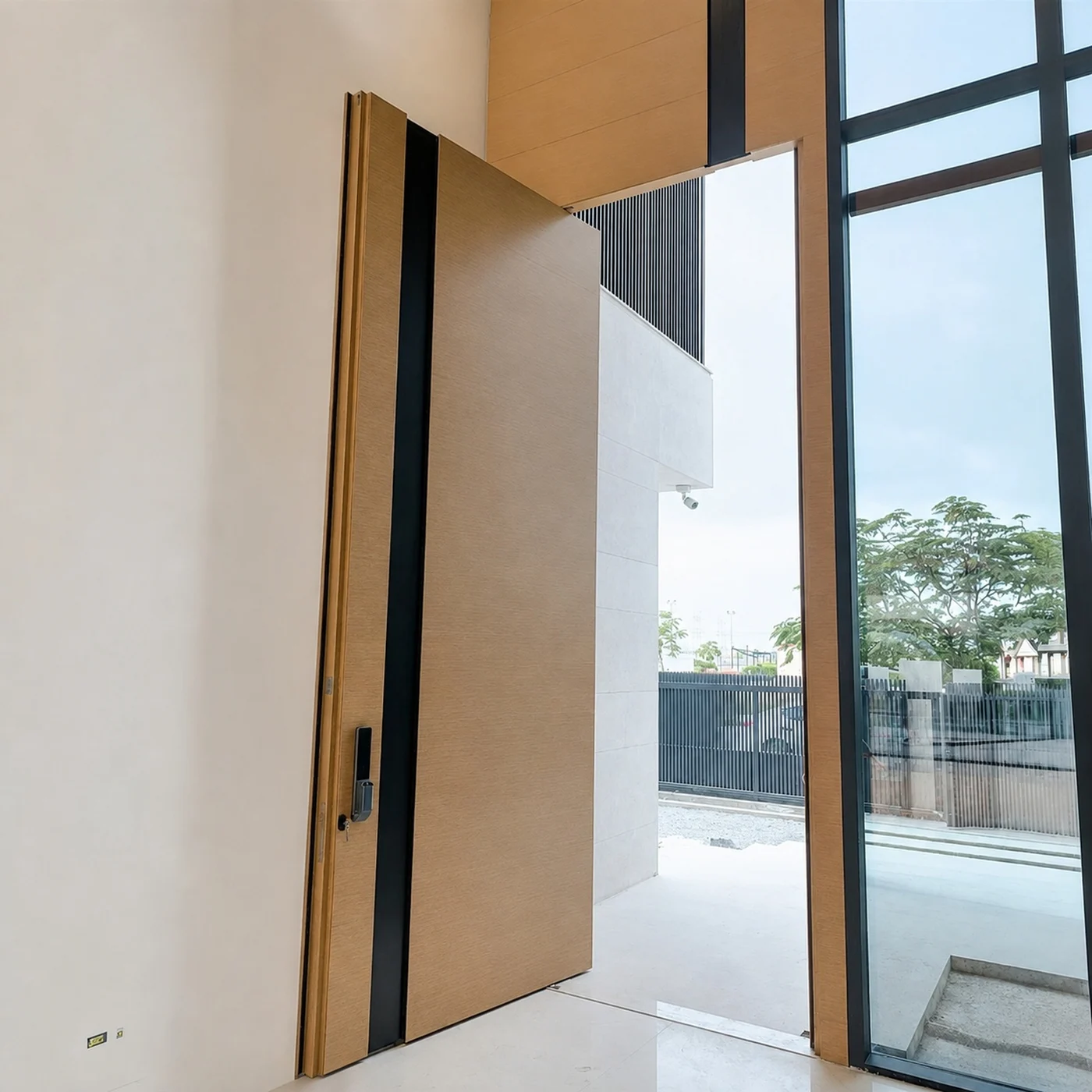Wood-grain pivot door design reference 0092 from the AsvntDoor design library