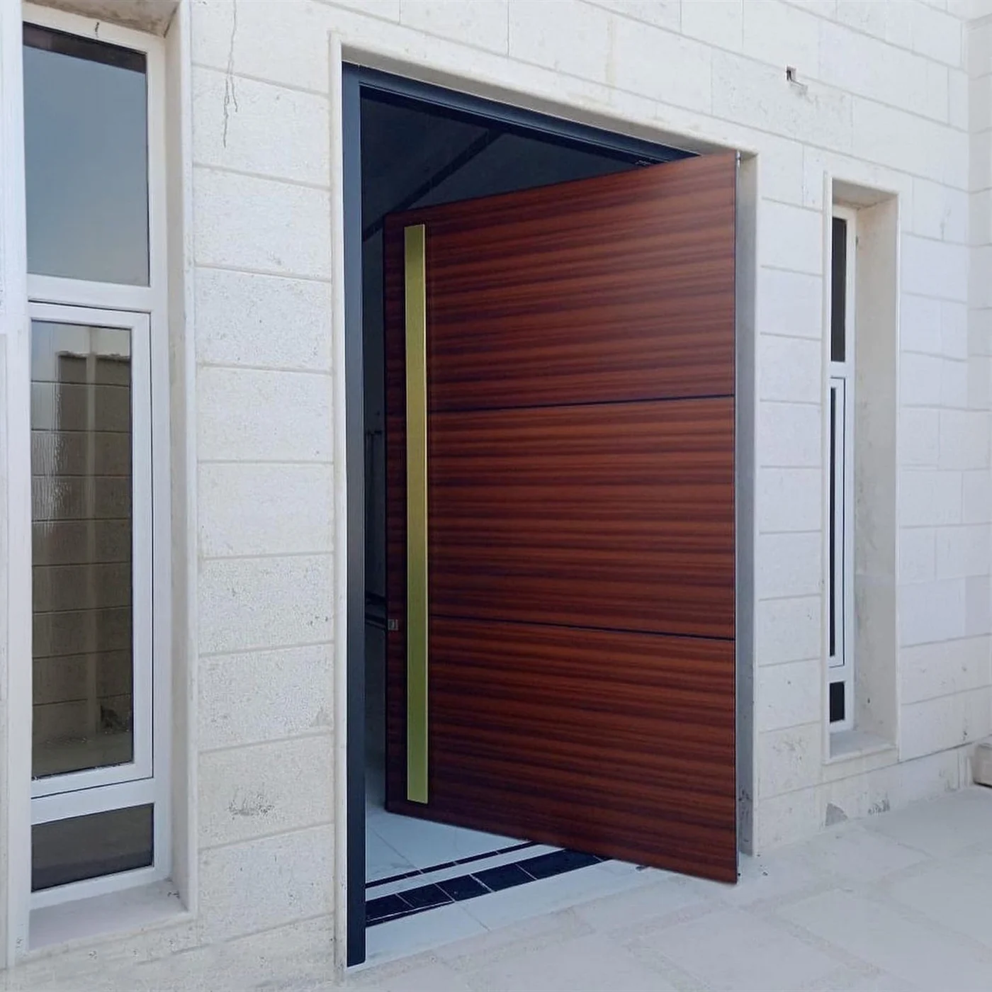 Wood-grain pivot door design reference 0098 from the AsvntDoor design library