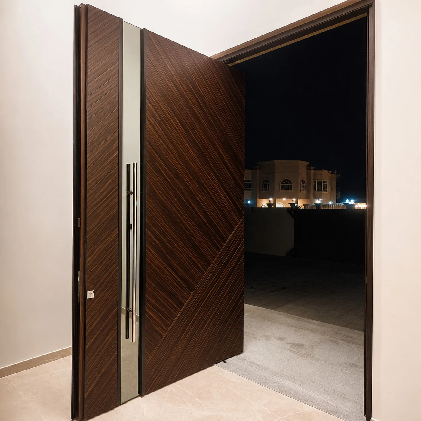 Wood-grain pivot door design reference 0106 from the AsvntDoor design library